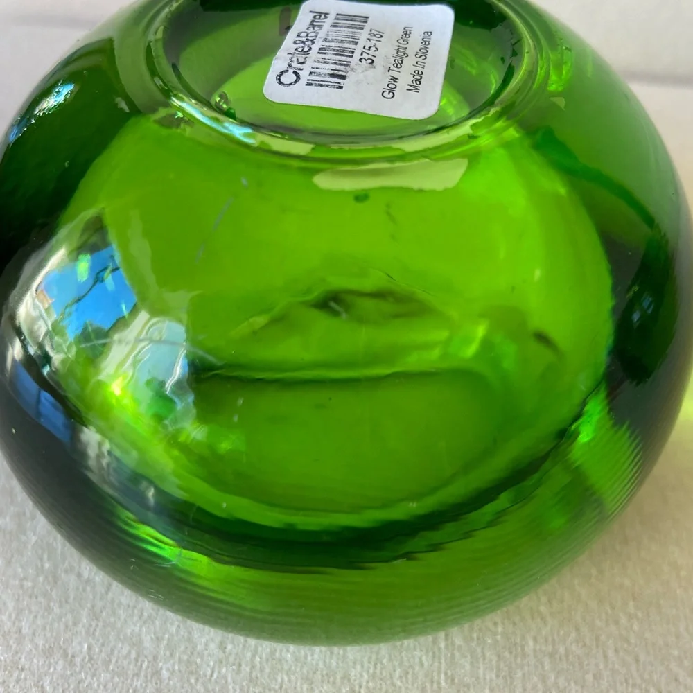 (2) Crate&Barrel green glass tea lights